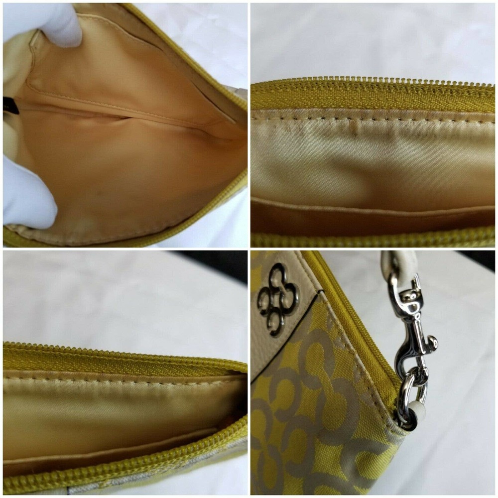 Coach Wristlet Yellow C Fabric Leather Trim Strap - Picture 3 of 12